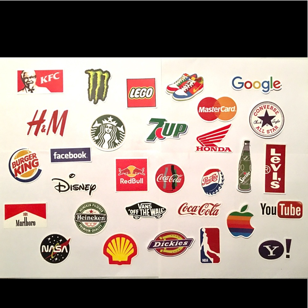 Name brand stickers and logos lot